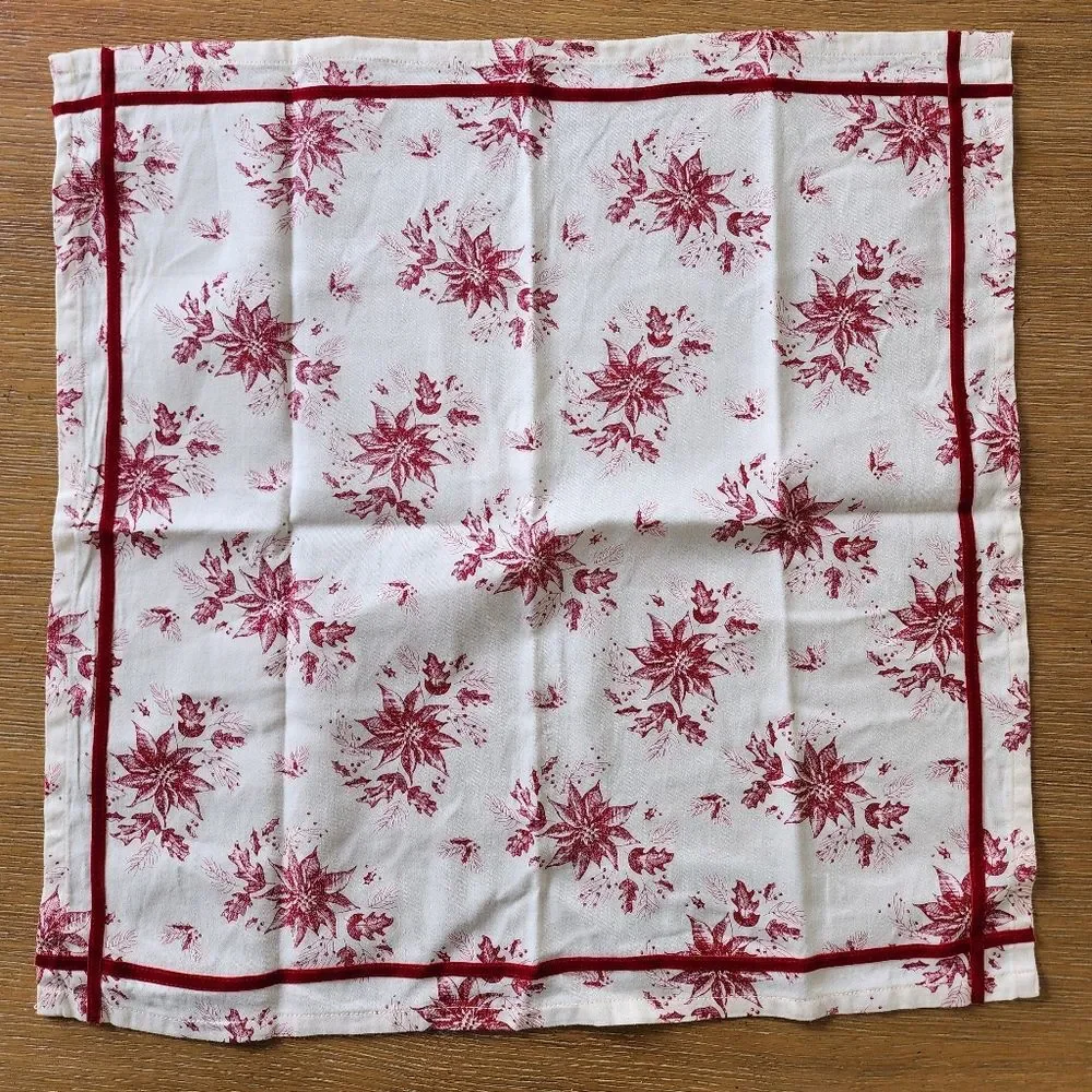 Poinsettia 19x19 Cloth Dinner Napkins Set of 6
